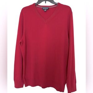 JOS. A. BANK Men’s Red Merino Wool V-Neck Sweater Size Large